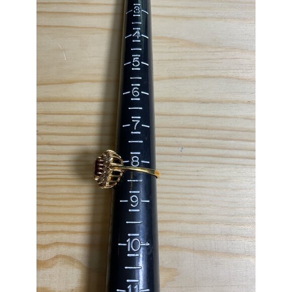 Vintage 14K HGE Z NDL Garnet Diamond Cluster Ring - Picture 5 of 5